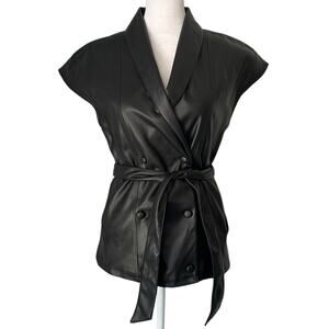 Jason Wu black faux leather button up vest size XS